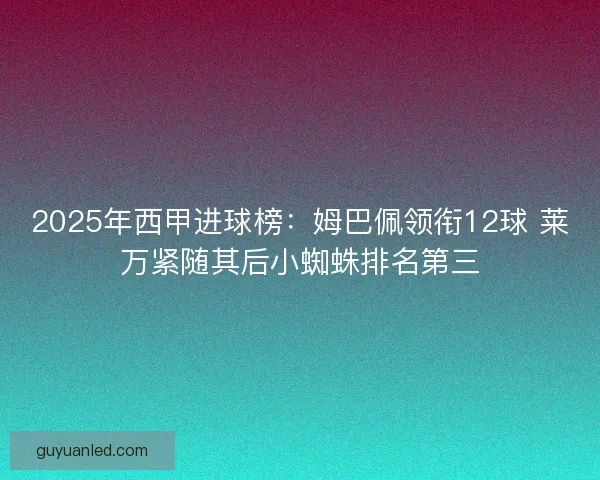 2025年西甲进球榜：姆巴佩领衔12球 莱万紧随其后小蜘蛛排名第三