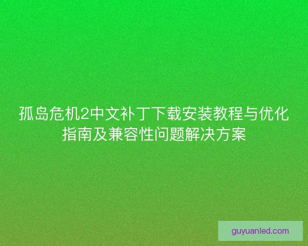 孤岛危机2中文补丁下载安装教程与优化指南及兼容性问题解决方案